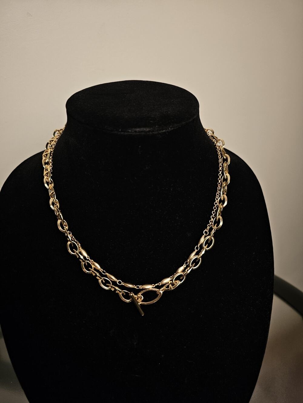 Double Layer Toggle Chain Gold Tone